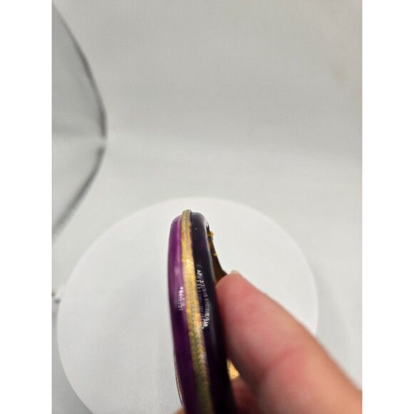 Original by Robert Signed Vintage Hinged Bangle Cuff Bracelet Purple Enamel - Picture 6 of 8